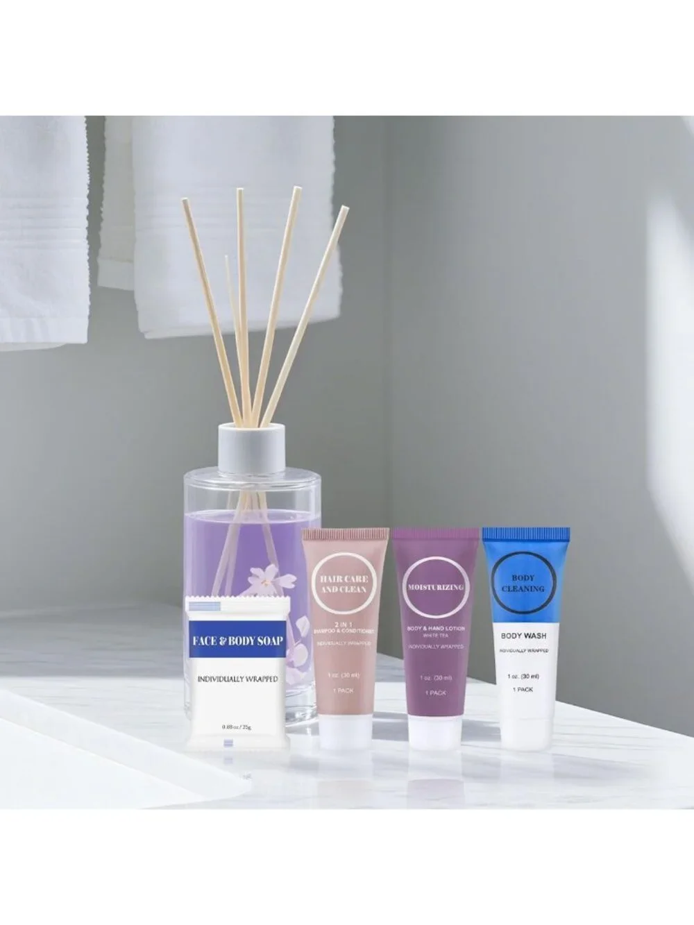 Travel Size Toiletries Set, Individually Wrapped Essentials, 1 Fl Oz (80 Pack)